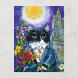 Cute Cat Dracula Vampire Nosferatu Halloween Vykort