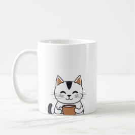 Cute Cat Drinking Coffee Kaffemugg