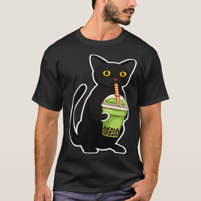 Cute Cat Drinking Tea  Tea  Costume Tea T Shirt (Framsida)
