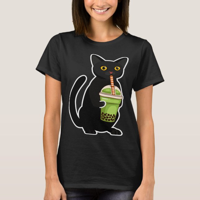 Cute Cat Drinking Tea Tea Costume Tea T Shirt (Framsida)