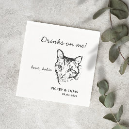 Cute Cat Drinks på mig Pet Bröllop Pappersservett