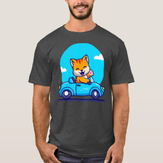 Cute Cat Driving Car Tecknad T Shirt