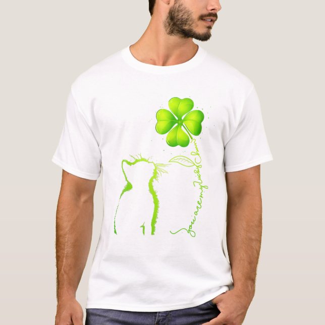Cute Cat du är min Lucky Charm Shamrockst Patrick T Shirt (Framsida)