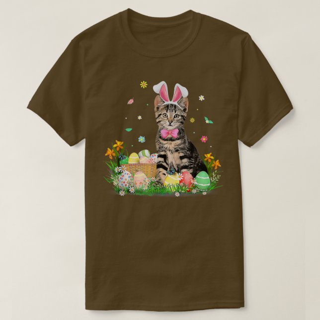 Cute Cat Easter Day Bunny Eggs Costume Gift Mens W T Shirt (Design framsida)