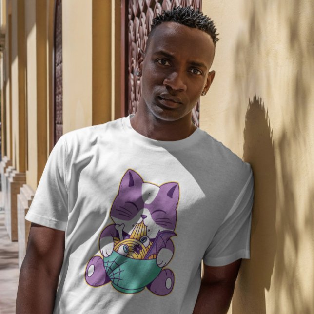 Cute Cat Eating Halloween Ramen T Shirt (Skapare uppladdad)