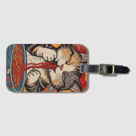 Cute Cat Eating Noodles Bagagebricka