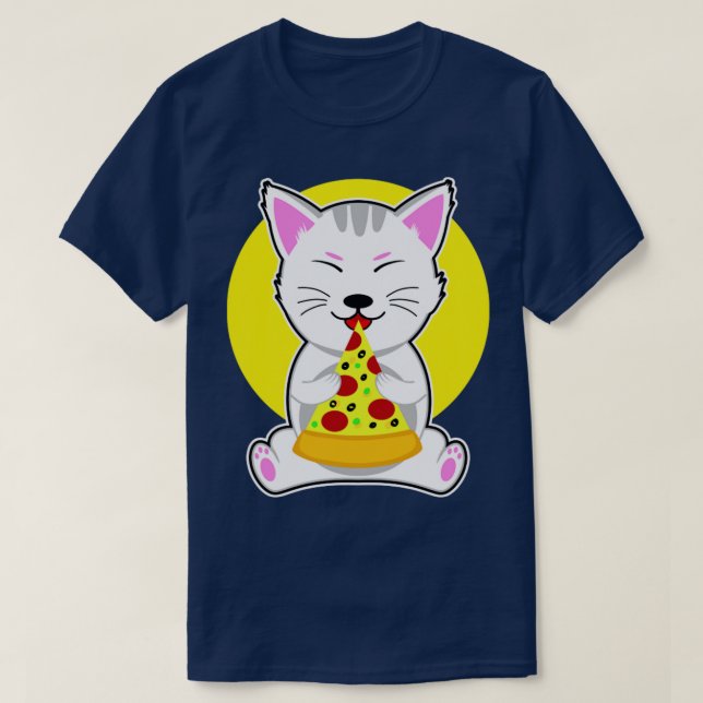 Cute Cat Eating Pizza T Shirt (Design framsida)