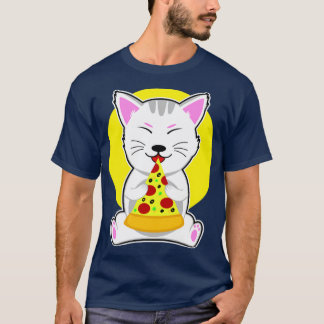 Cute Cat Eating Pizza T Shirt