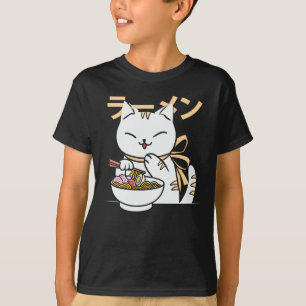 Cute Cat Eating Ramen Gått till Kat & Ramen Älsk T Shirt