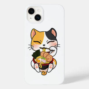 Cute Cat Eating Ramen Japansk livsmedelsdratt
