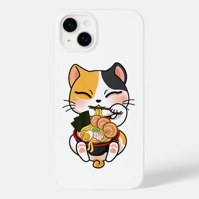 Cute Cat Eating Ramen Japansk livsmedelsdratt (Baksida)