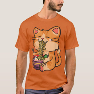 Cute Cat Eating Ramen - Otaku Manga Kawaii Cat Ani T Shirt