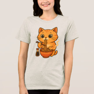 Cute Cat Eating Ramen T Shirt