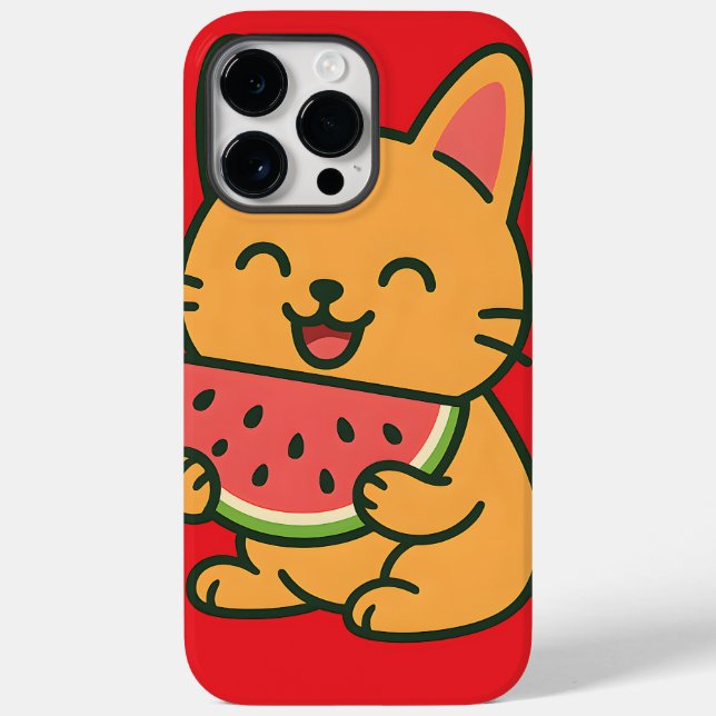 Cute Cat Eating Watermelon - Kawaii iPhone 14 Pro (Baksida)