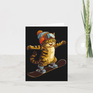 Cute Cat Enjoking Snowboarding-Roligt Kort