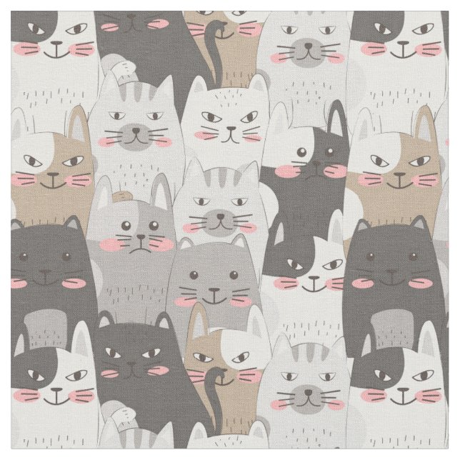Cute Cat Fabric Tyg (Närbild)