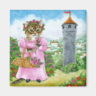 Cute Cat Fairy Tale Castle Rosor magnet
