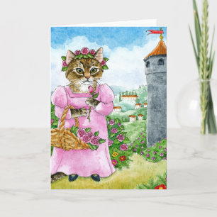 Cute Cat Fairy Tale Rapunzel-kort Helgkort