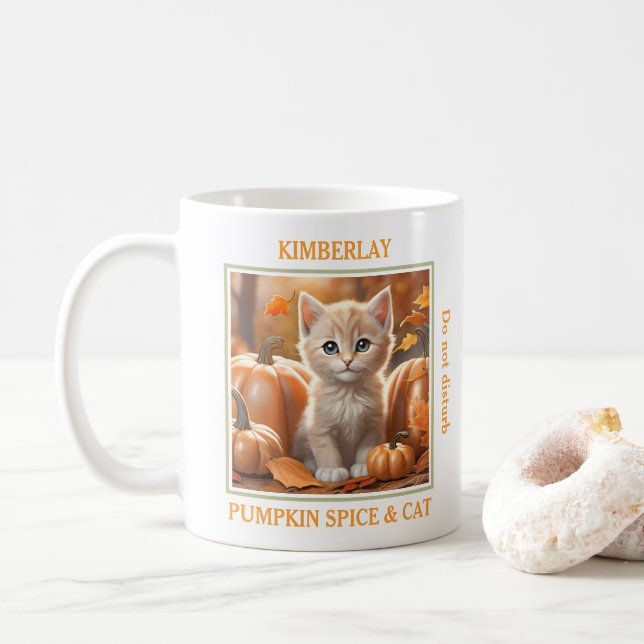 Cute Cat Fall Pumpkin Spice Cat Lover Namn Mugg (Med munk)