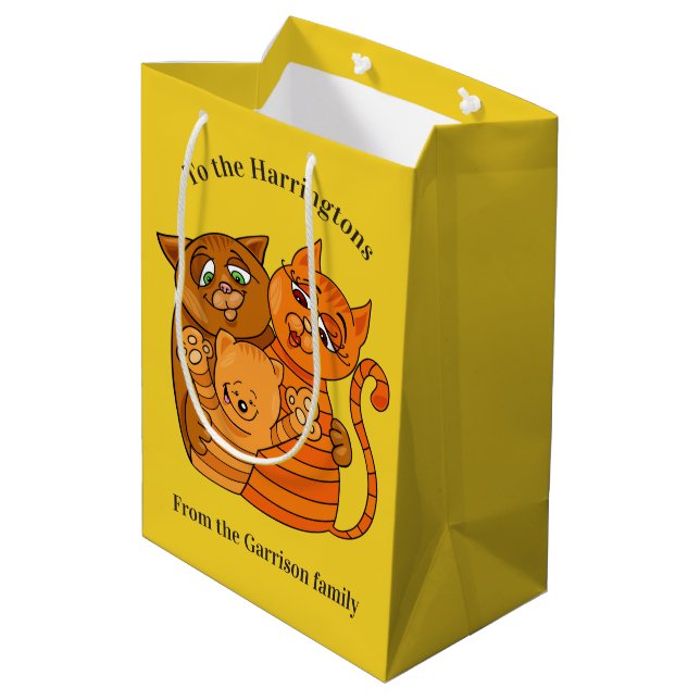 Cute Cat Family-anpassningsbar och färg-presentväs (Baksidan Vinklad)