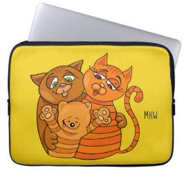 Cute Cat Family, eget namn och färg laptop sleeve