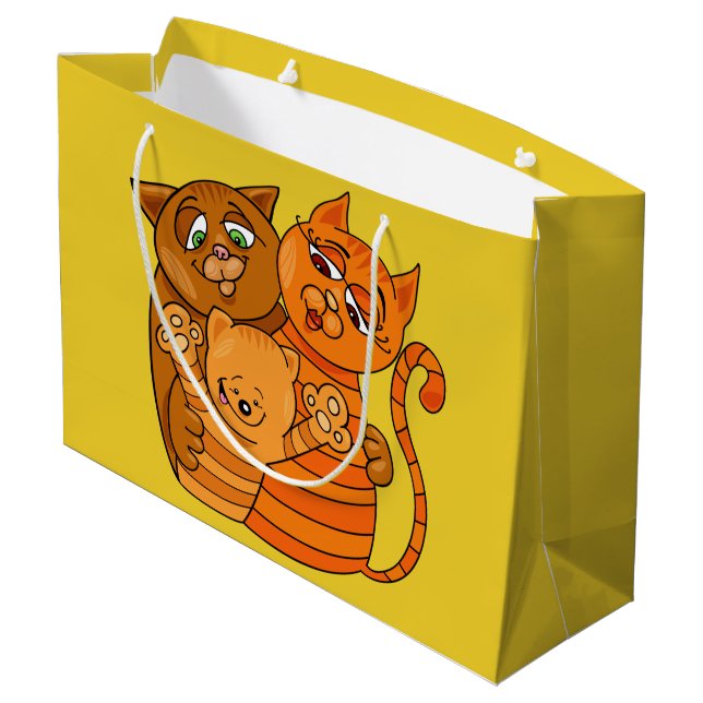 Cute Cat Family stor presentväska (Baksidan Vinklad)