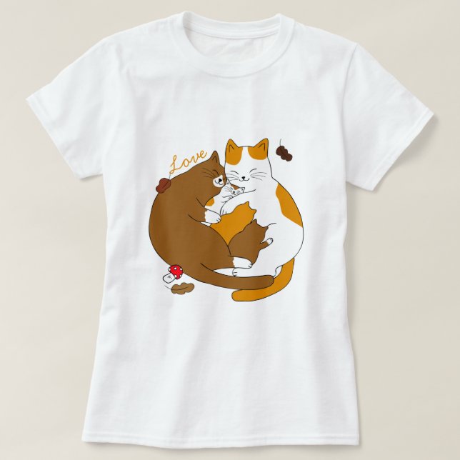 Cute Cat Family T-Shirt (Design framsida)