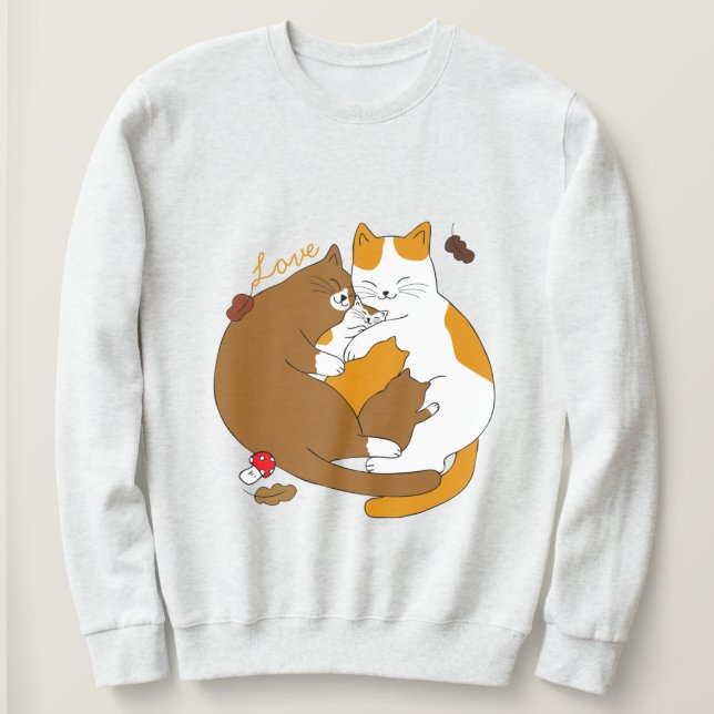 Cute Cat Family T Shirt (Design framsida)