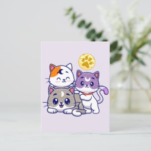 Cute Cat Family Vykort