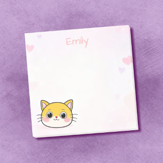 Cute Cat fästisar med eget namn Post-it Block
