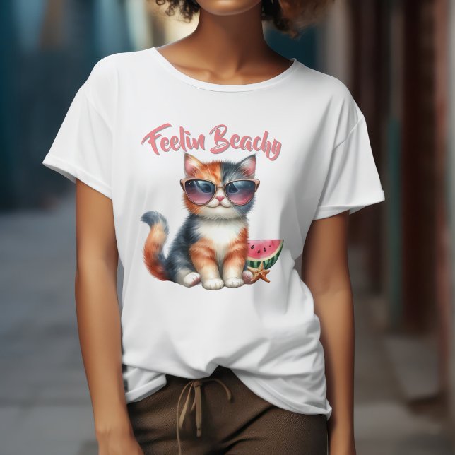 Cute Cat Feelin Beachy T Shirt (Skapare uppladdad)