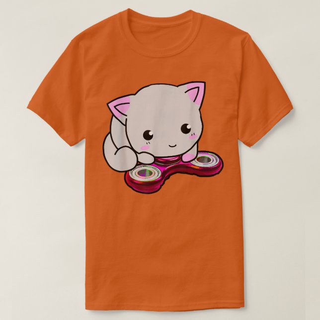 Cute Cat Fidget Spinner Girl Leksak Hand ADD ADHD  T Shirt (Design framsida)