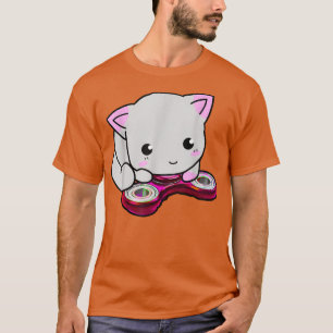 Cute Cat Fidget Spinner Girl Leksak Hand ADD ADHD  T Shirt