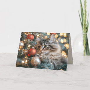Cute Cat firar julafton Glad helg Tack Kort