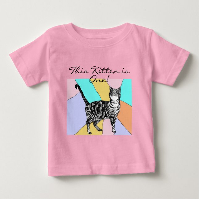 Cute Cat First Birgday Pastel Cats Baby Kitten T Shirt (Framsida)