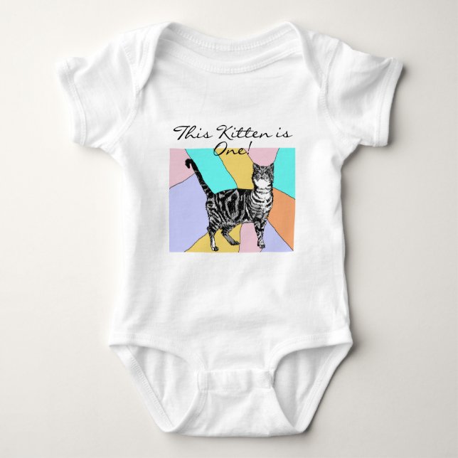 Cute Cat First Birthday Pastel Cats Baby Kitten T Shirt (Framsida)