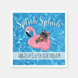 Cute Cat Flamingo Barns födelsedag Bassäng Party Pappersservett