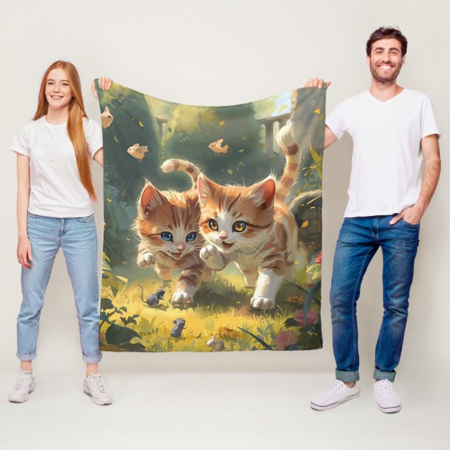 Cute Cat Fleece Blanket (På plats)