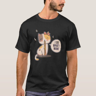 Cute Cat Flute Player Girl Flutist T Shirt