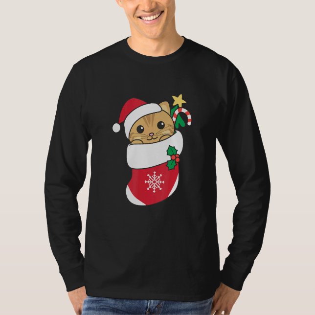Cute Cat For Christmas Cat 1 T Shirt (Framsida)
