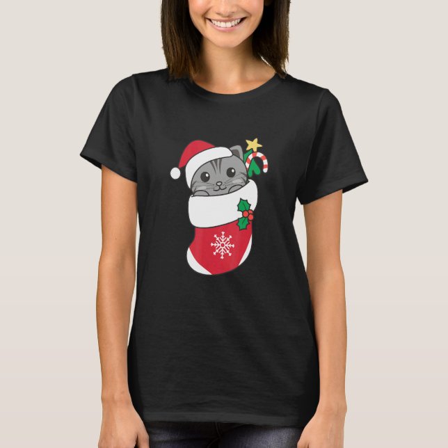 Cute Cat For Christmas Cat 5 T Shirt (Framsida)