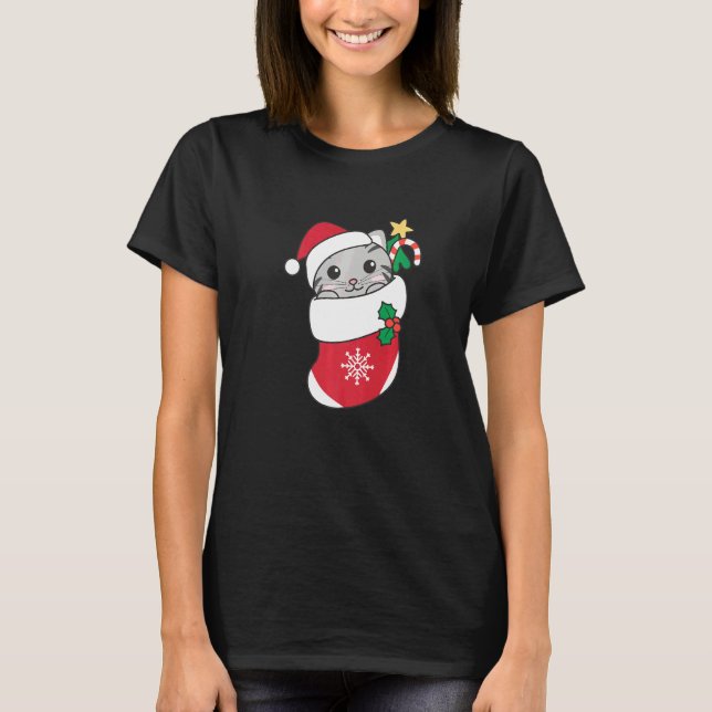 Cute Cat For Christmas Cat  6 T Shirt (Framsida)