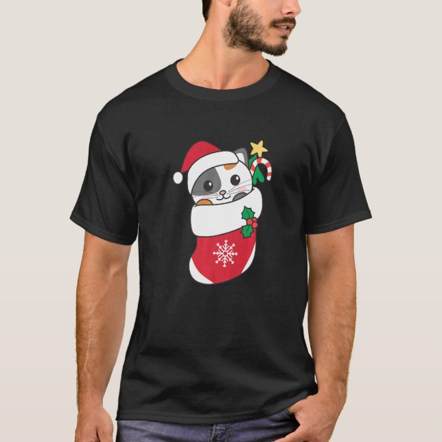 Cute Cat For Christmas Cat 9 T Shirt (Framsida)