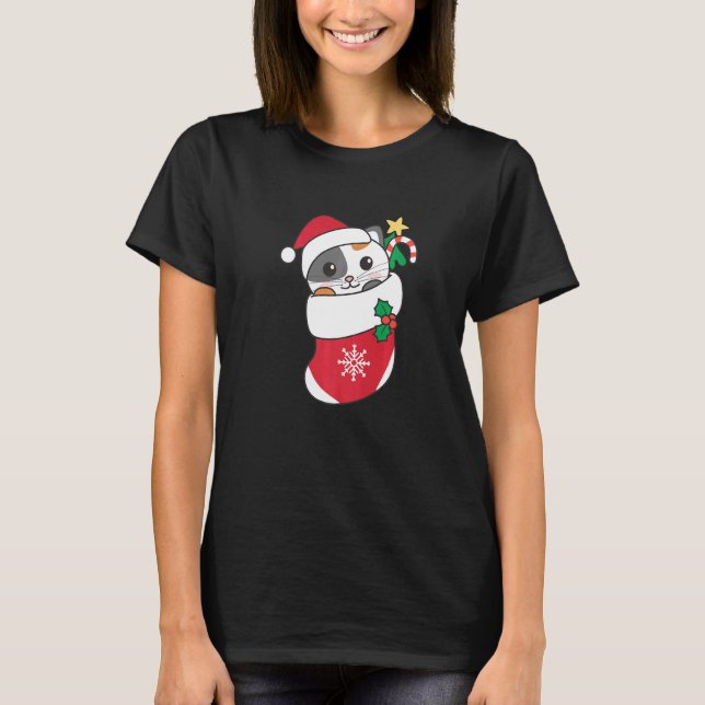 Cute Cat For Christmas Cat 9 T Shirt (Framsida)