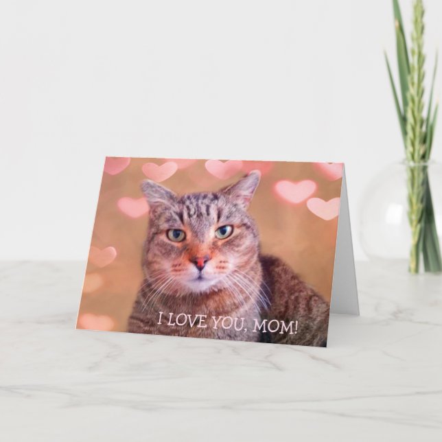 Cute Cat "For Mamma" Alla hjärtans dag Helgkort (Framsida)