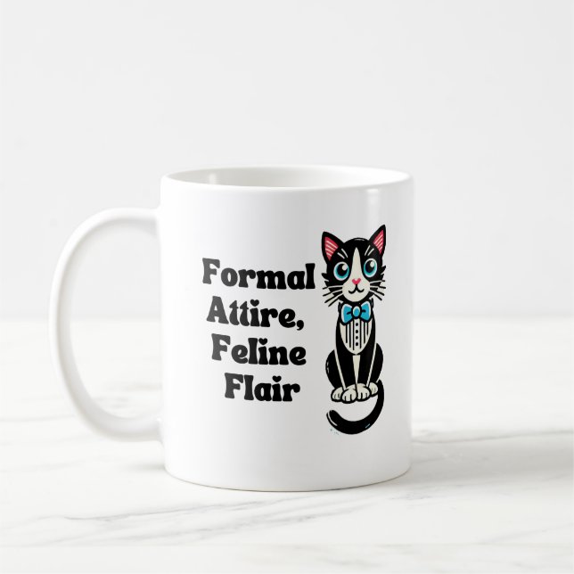 Cute Cat ’Formal Attire, Kattdjur Flair’ Kaffemugg (Vänster)