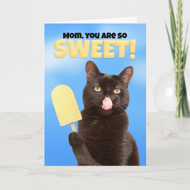 Cute Cat från lycklig med sötis i Mors dag Helgkort (Framsida)