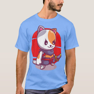 Cute Cat Funny Anime Kawaii Cat Samurai Nekko T Shirt