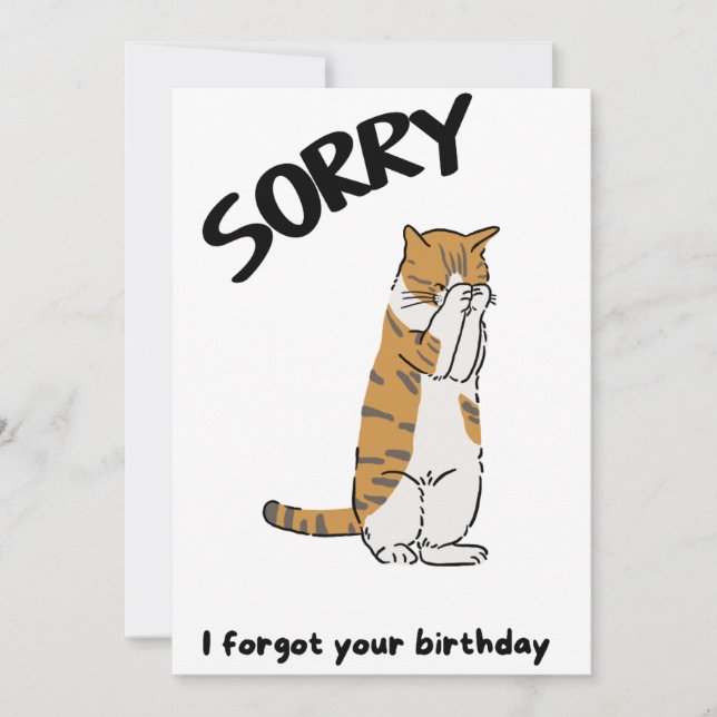 Cute Cat Funny Belet Birthday Card Kort (Framsida)