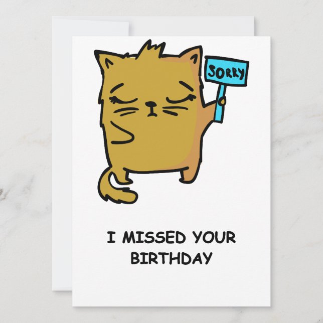 Cute Cat Funny Belet Birthday Card Kort (Framsida)